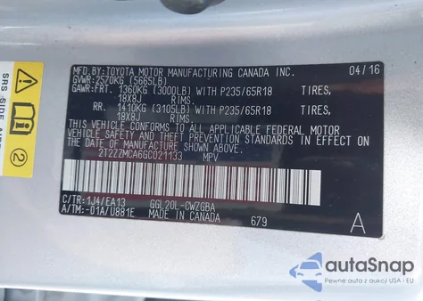 2016 Lexus Rx 350 z USA, uszkodzony, nr VIN 2T2ZZMCA6GC021133